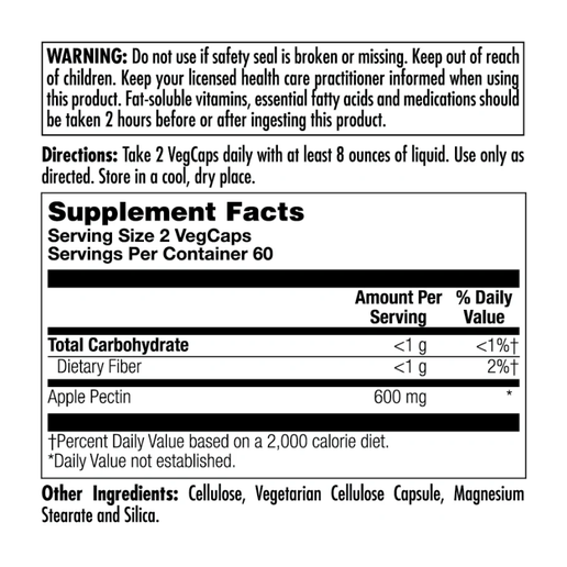 KAL - Apple Pectin 600 mg - 120 capsules