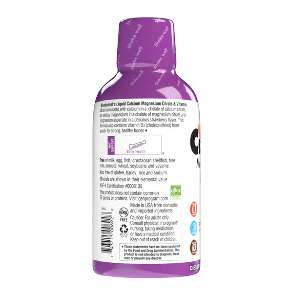 Bluebonnett - Liquid Calcium Magnesium Citrate (Strawberry) - 16oz