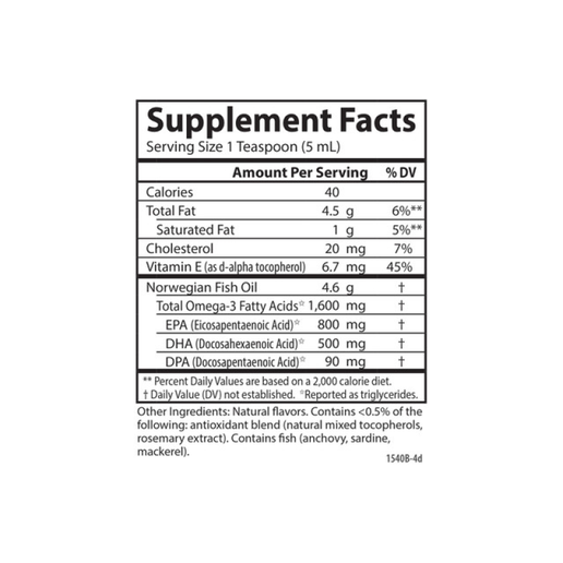 Carlson - Fish Oil - 1600mg Omega-3s (Natural Lemon) - 16.9 fl oz