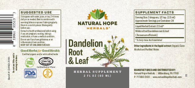 Natural Hope Herbals Dandelion root/leaf extract 2floz