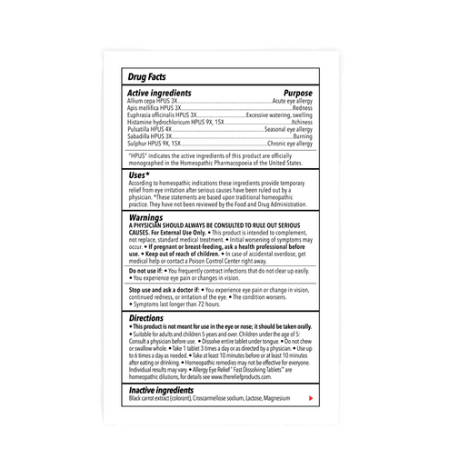 TRP - Homeopathic Allergy Eye Relief - 48 Fast Dissolving Tablets