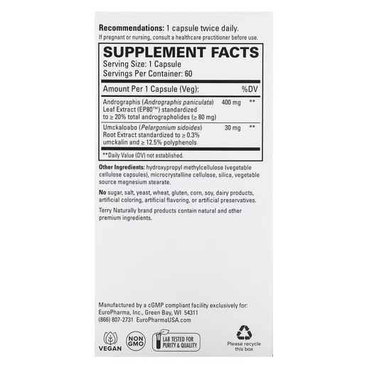 Terry Naturally - Andrographis EP80 (C&F Formula) - 60 Capsules