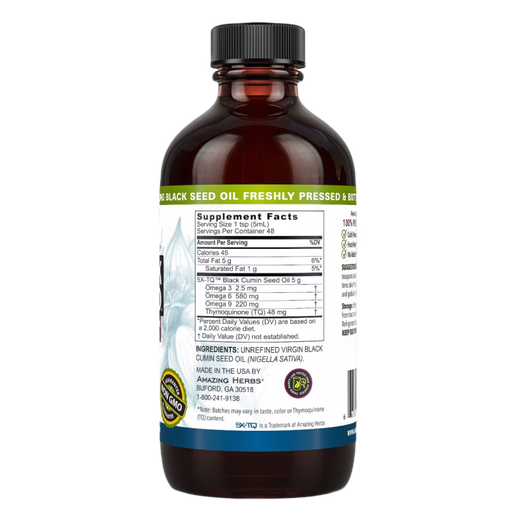 Amazing Herbs - Black Seed 100% Pure Cold-Pressed Black Cumin Seed Oil - 8 oz