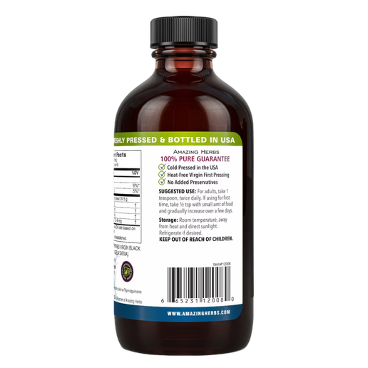 Amazing Herbs - Black Seed 100% Pure Cold-Pressed Black Cumin Seed Oil - 8 oz