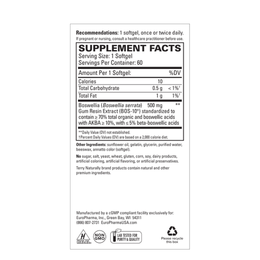 Terry Naturally - BosMed 500-Advaned Boswellia - 60 Softgels