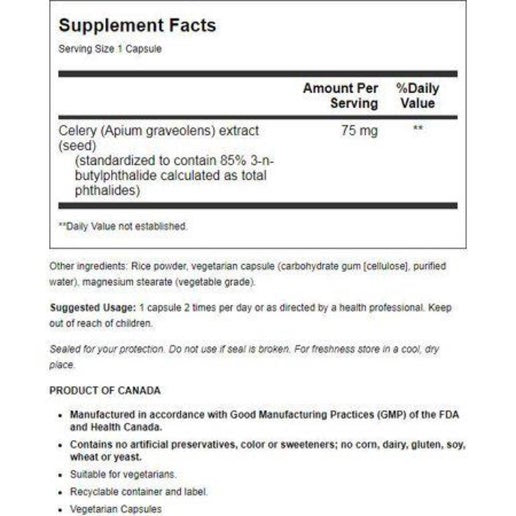 Natural Factors - Celery Seed Standard Extract - 60 capsules