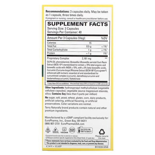 Terry Naturally - Curamin Pain Relief - 120 Capsules