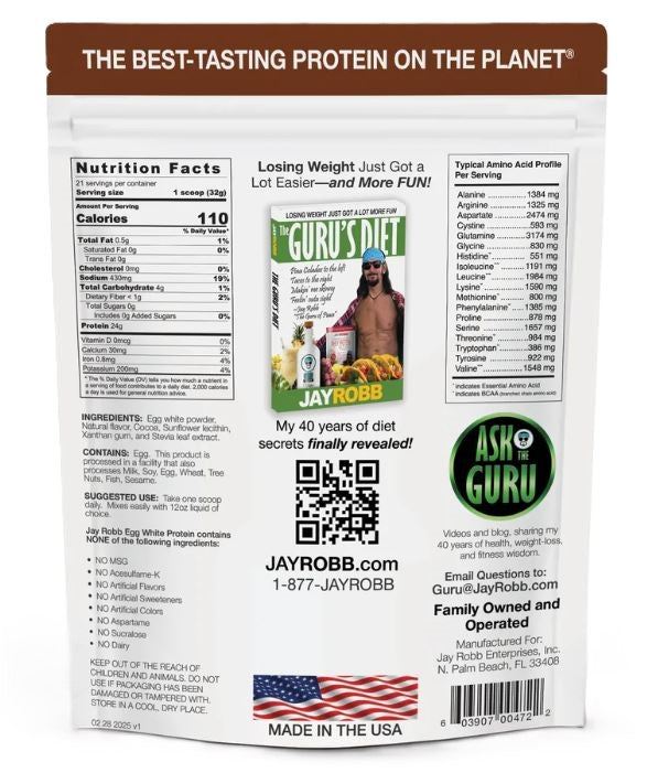 Jay Robb - Egg White Protein (Chocolate Flavored) - 24 oz