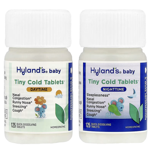 Hyland's Naturals Baby - Tiny Cold Tablets Combo Pack (Daytime/Nighttime) - 125 Quick Dissolving Tablets per bottle