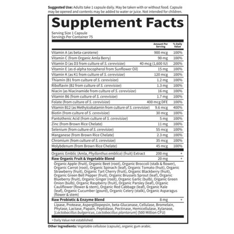 Garden of Life - Vitamin Code Raw One for Men Multivitamin Capsules - 75 VCaps