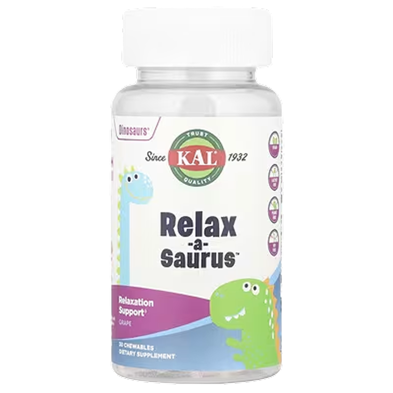 KAL - Relax-A-Saurus - Kids Stress Support (Grape) - 30 chewables