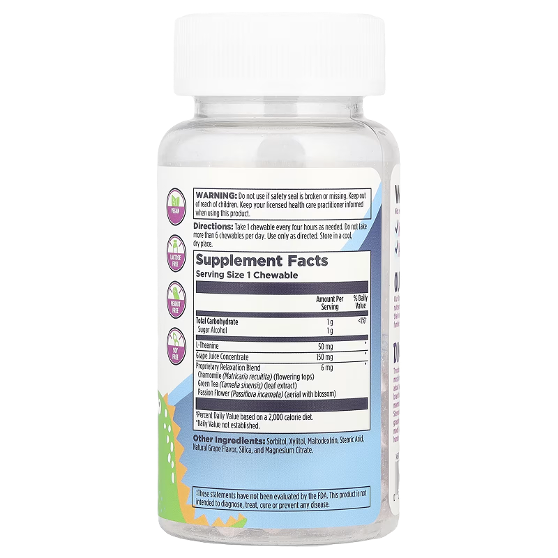 KAL - Relax-A-Saurus - Kids Stress Support (Grape) - 30 chewables