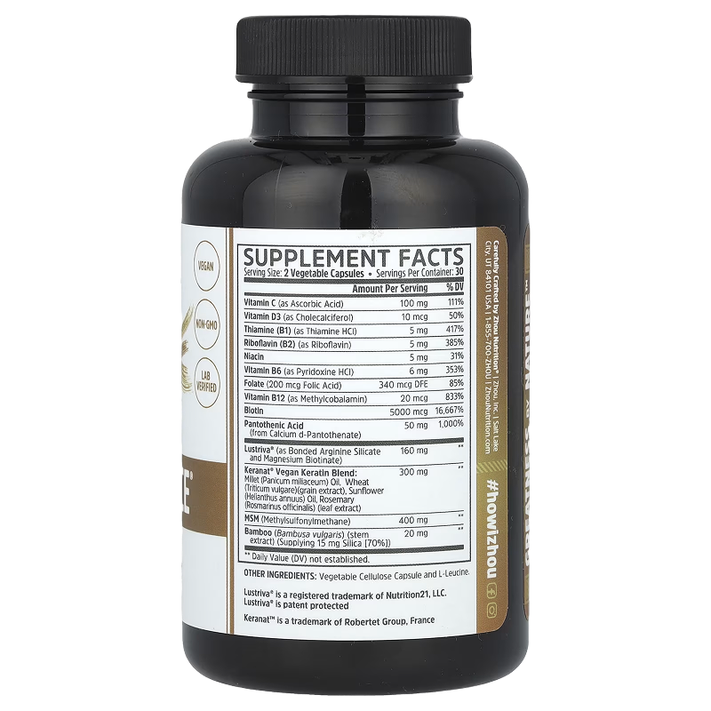 Zhou Nutrition - Hairfluence Premium Hair Growth Supplement - 60 VCaps