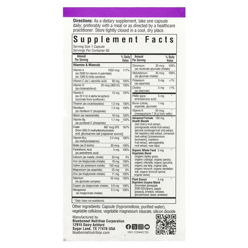 Bluebonnet - Ladies' One Daily Nutrition Support - 60 capsules