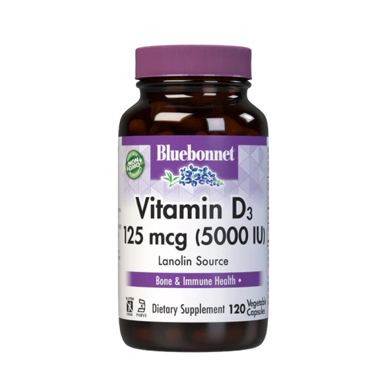 Bluebonnet - Vitamin D3 - 125mcg (5000 IU) - 120 VCaps