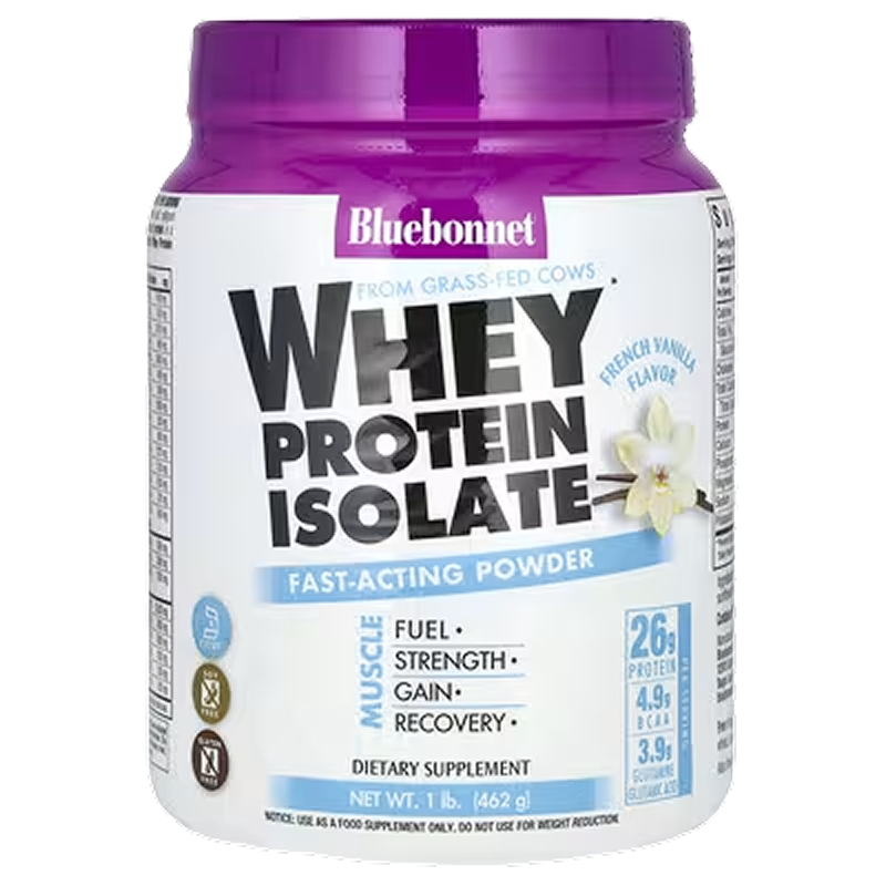 Bluebonnet - 100% Natural Whey Protein Isolate (French Vanilla) - 1lb