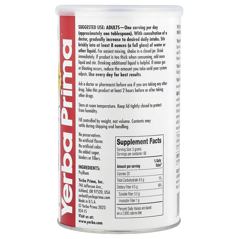 Yerba Prima - Psyllium Whole Husks - 12oz