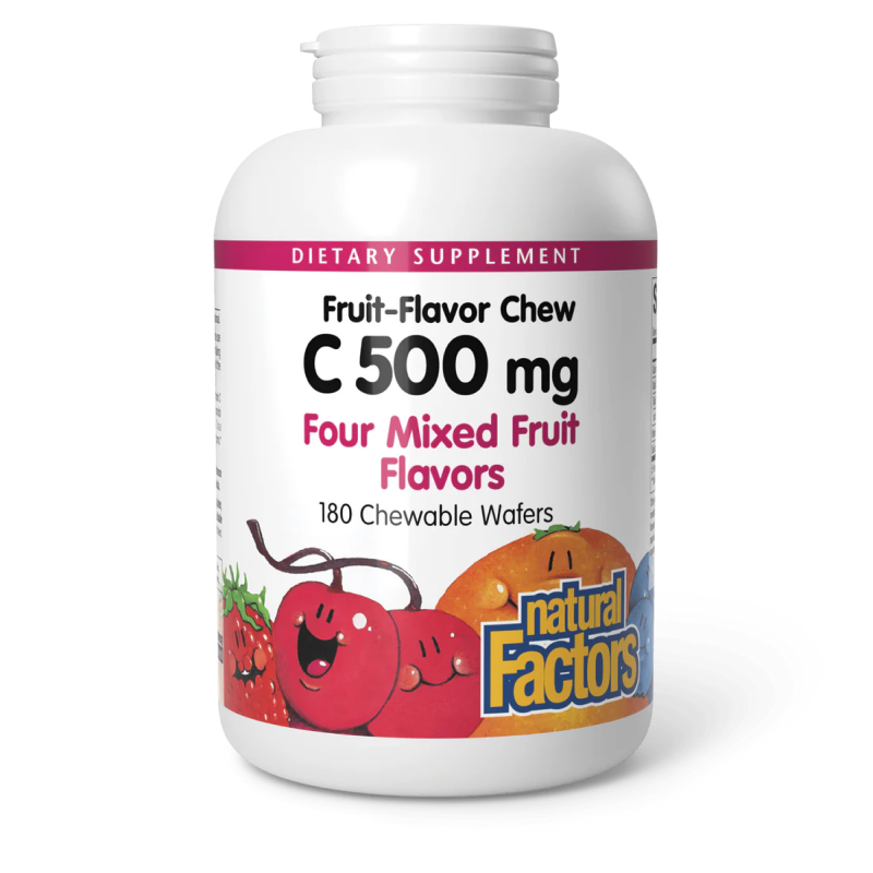Natural Factors - Vitamin C - Four Mixed Fruit Flavors - 90 chewable wafers
