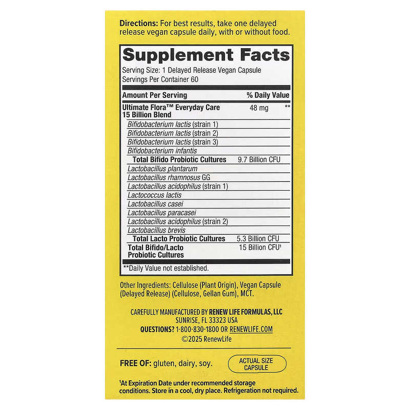 Renew Life - Ultimate Flora Adult Everyday Probiotic 15 Billion CFU - 60 Delayed Release Capsules
