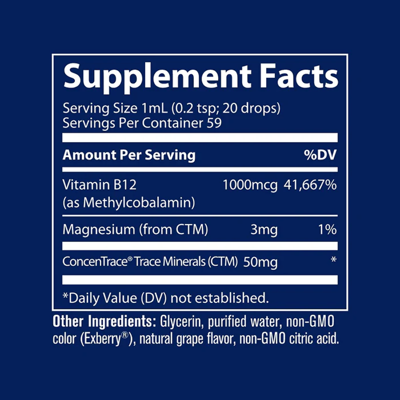Trace Minerals - Liquid Ionic Vitamin B12 1000 Mcg (Grape) - 2 Fl Oz