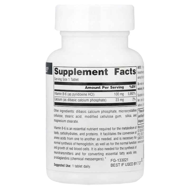 Source Naturals - B6 100mg - 100 tablets