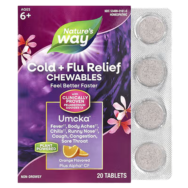 Nature’s Way - UMCKA Cold + Flu Chewables (Orange) - 20 Tablets
