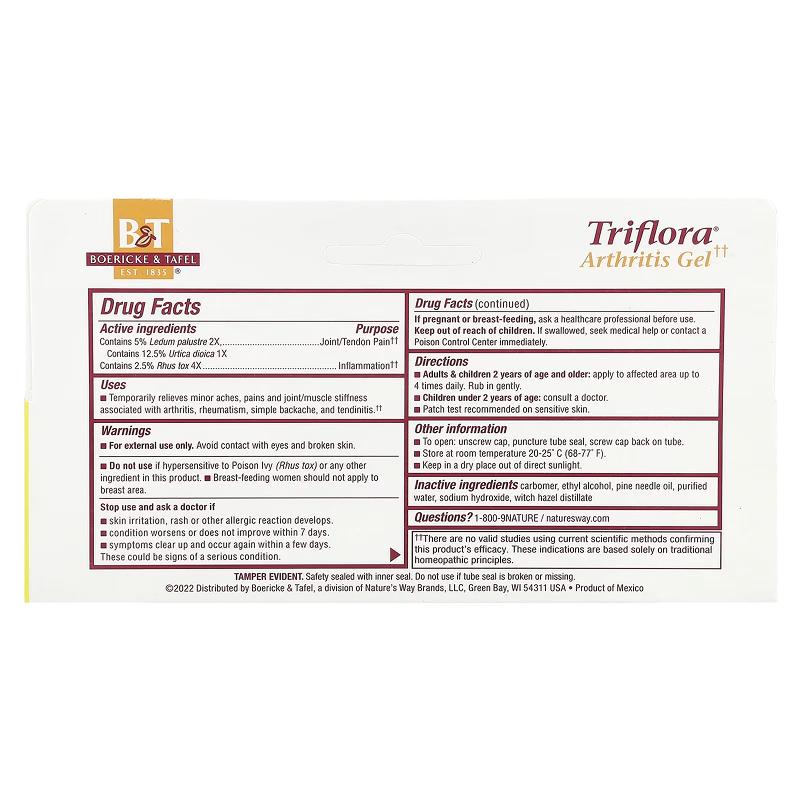 Nature's Way - Boericke & Tafel - Triflora Arthritis Gel - 2oz