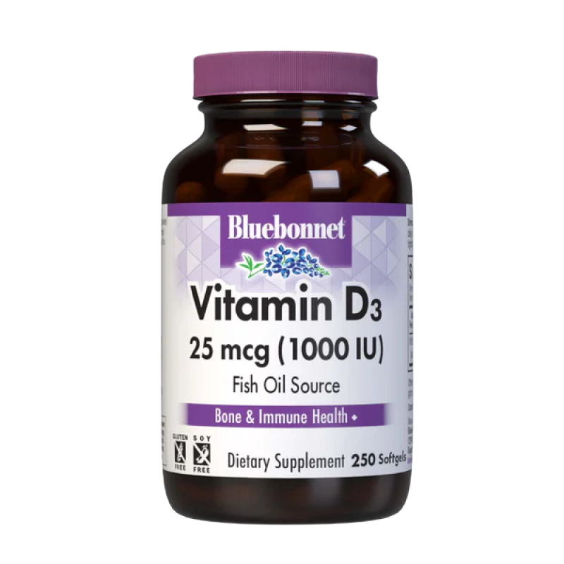 Bluebonnet - Vitamin D3 - 25mcg (1000iu) Lanolin Source - 90 VCaps