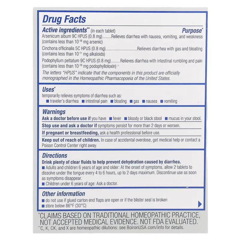 Boiron - Diaralia (Diarrhea Relief) - 60 Meltaway Tablets
