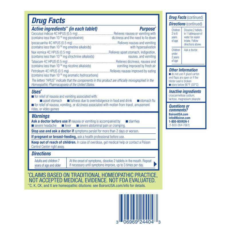 Boiron - Nausea Calm - 60 Meltaway Tablets