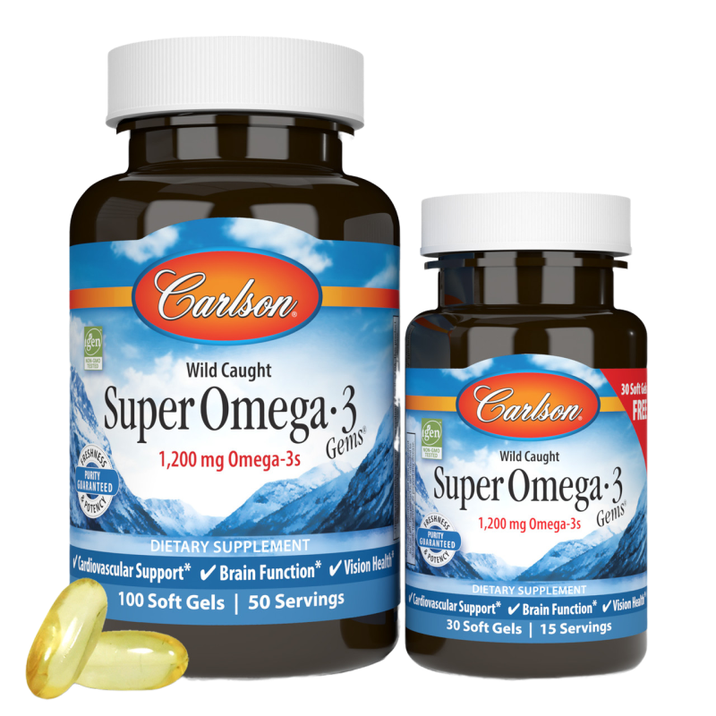 Carlson - Wild Caught Super Omega-3 Gems - 100 + bonus 30 soft gels