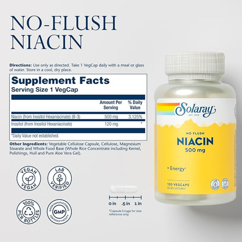 Solaray - Niacin (No Flush) - 100 capsules