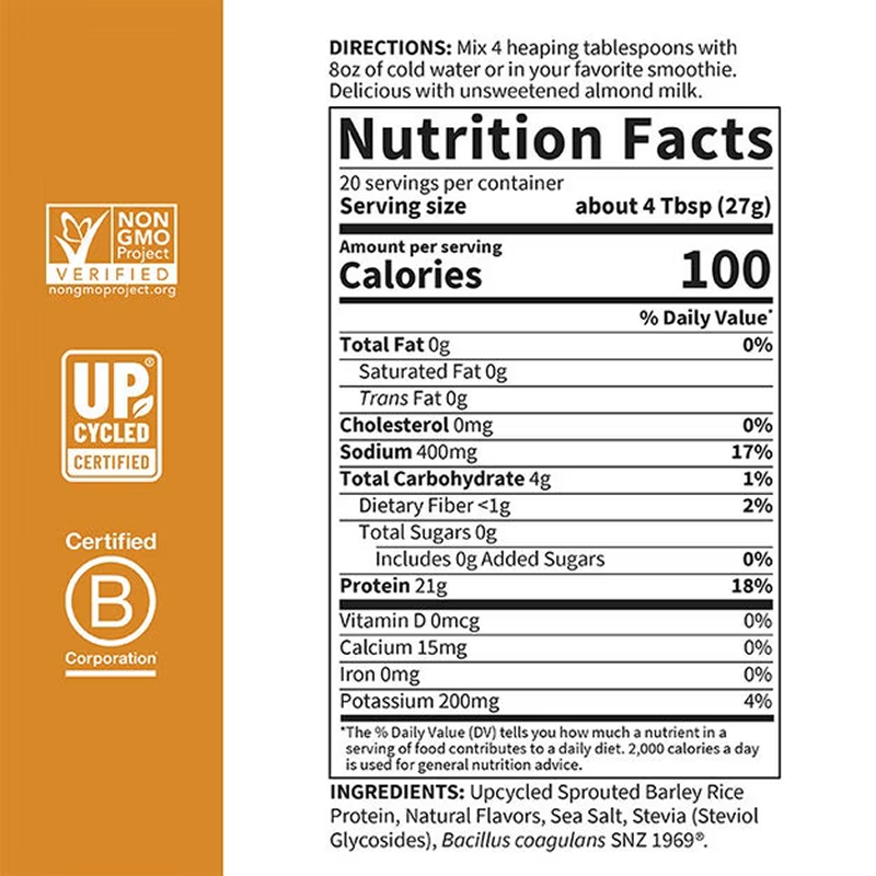 Garden of Life - Sprouted Barley Protein + Probiotics Powder - Vanilla Caramel