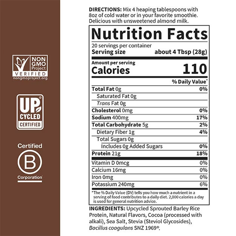 Garden of Life - Sprouted Barley Protein + Probiotics Powder - Chocolate - 1.4lb