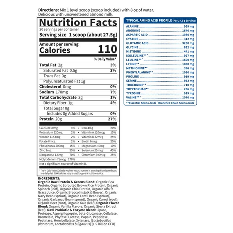 Garden of Life - Raw Organic Protein & greens - Vanilla - 1.3lb