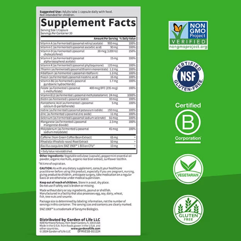 Garden of Life - Dr Formulated Multi+ Energy Support - 30 Capsules