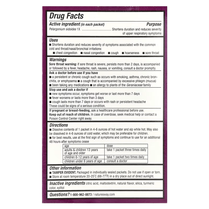 Nature's Way - UMCKA ColdCare Soothing Lemon Hot Drink - 10 Packets