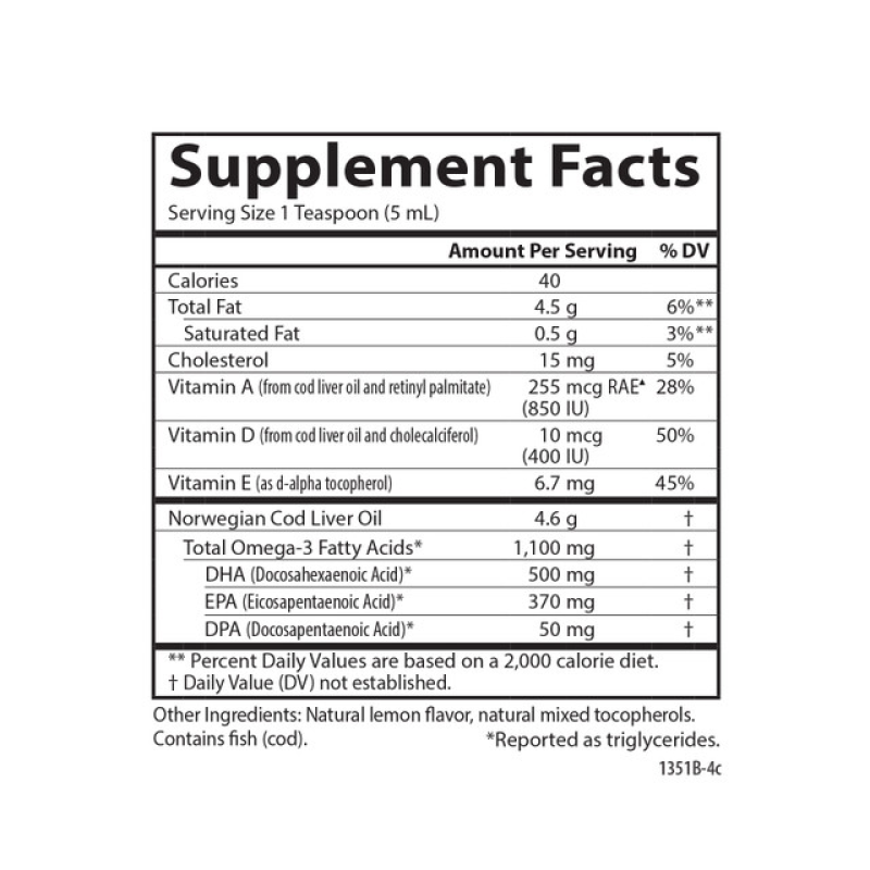 Carlson - Cod Liver Oil (Lemon Flavor) - 8.4oz