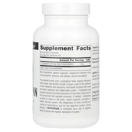 Source Naturals - L-Tryptophan - 120 Capsules
