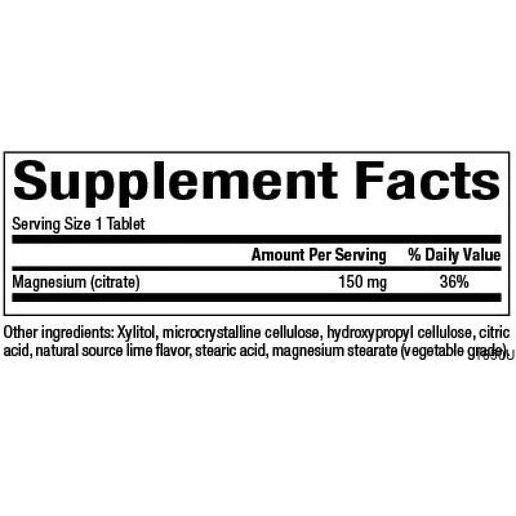 Natural Factors - Magnesium Citrate (Lime Flavor) - 60 Chewable Tablets
