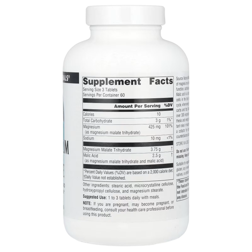 Source Naturals - Magnesium Malate - 180 Tablets