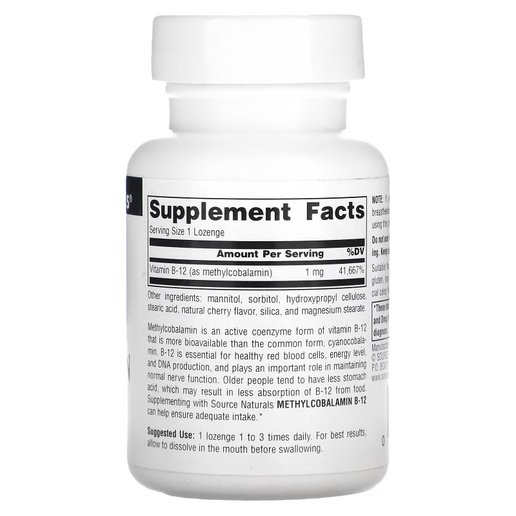 Source Naturals - MethylCobalamin Vitamin B12 (Cherry) - 120 Lozenges