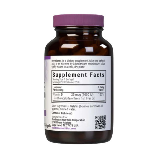 Bluebonnet - Vitamin D3 25mcg (Fish Oil Source) - 250 softgels