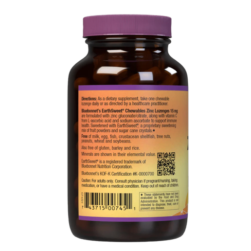 Bluebonnet - Earth Sweet Chewables - Zinc Lozenges (Orange Flavor) - 60 lozenges