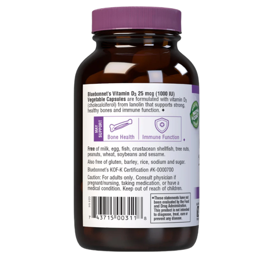 Bluebonnet - Vitamin D3 25 mcg - 90 Capsules