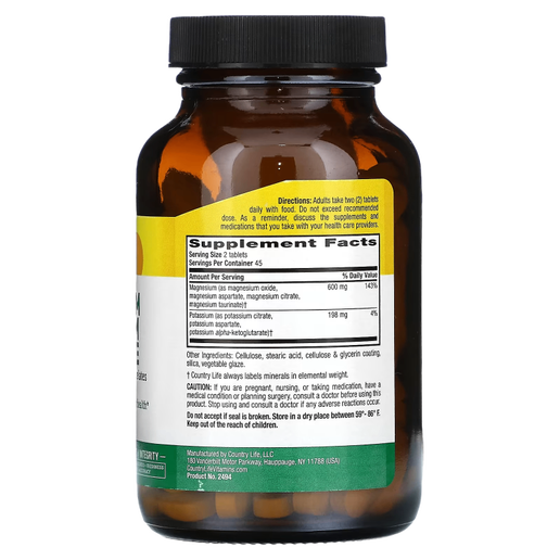 Country Life - Target-Mins Magnesium Potassium Aspartate - 90 tablets