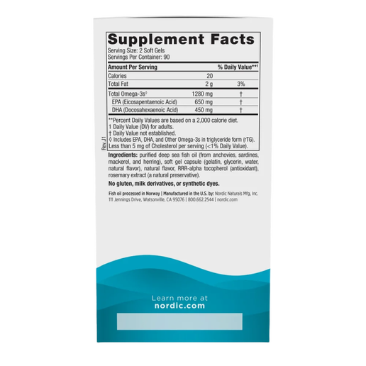 Nordic Naturals - Ultimate Omega (Lemon Flavor) - 180 Soft-gels