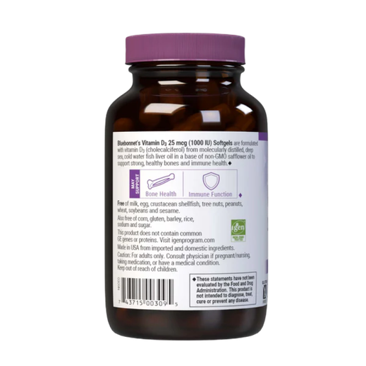 Bluebonnet - Vitamin D3 25mcg (Fish Oil Source) - 250 softgels