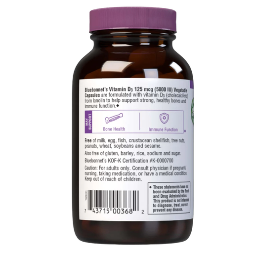 Bluebonnet - Vitamin D3 125 mcg (5000IU) - 60 VCaps