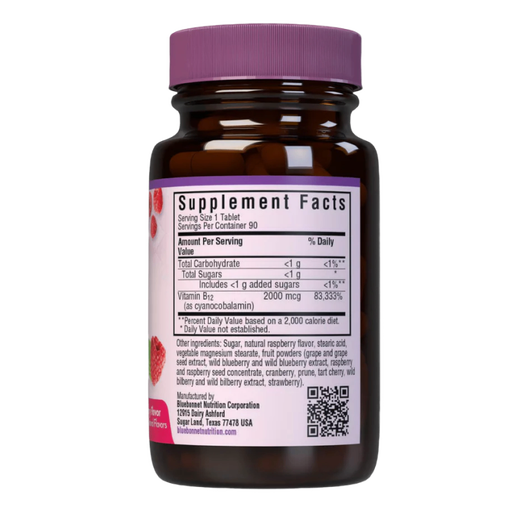Bluebonnet - Earth Sweet Chewables -Vitamin B-12 2000 MCG (Raspberry Flavor) - 90 chewable tablets